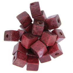 Koraliki Drewniane Drewno Kostka bordo 12x12mm