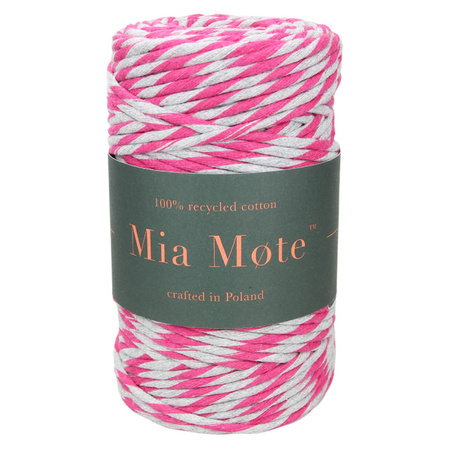 Mia Mote™ Classic Line Sznurek bawełniany skręcany do makramy 5mm radiant orchid + basalt grit