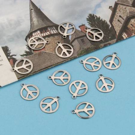 Zawieszka Stal Chirurgiczna peace sign 17x14x1mm